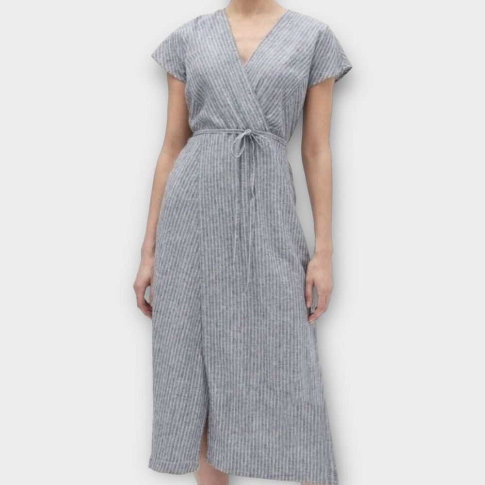 Banana Republic Factory Linen Blend Striped Midi Dress - 12